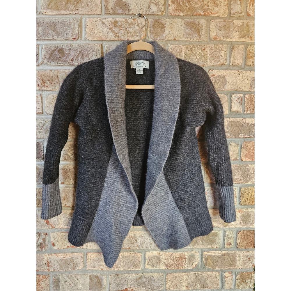 PLY Cashmere Brand Open Front Colorblock‎ Cardigan Sweater Women's Size S
